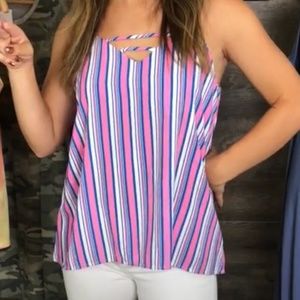 Peach Love Size Medium Pink Blue White Tank